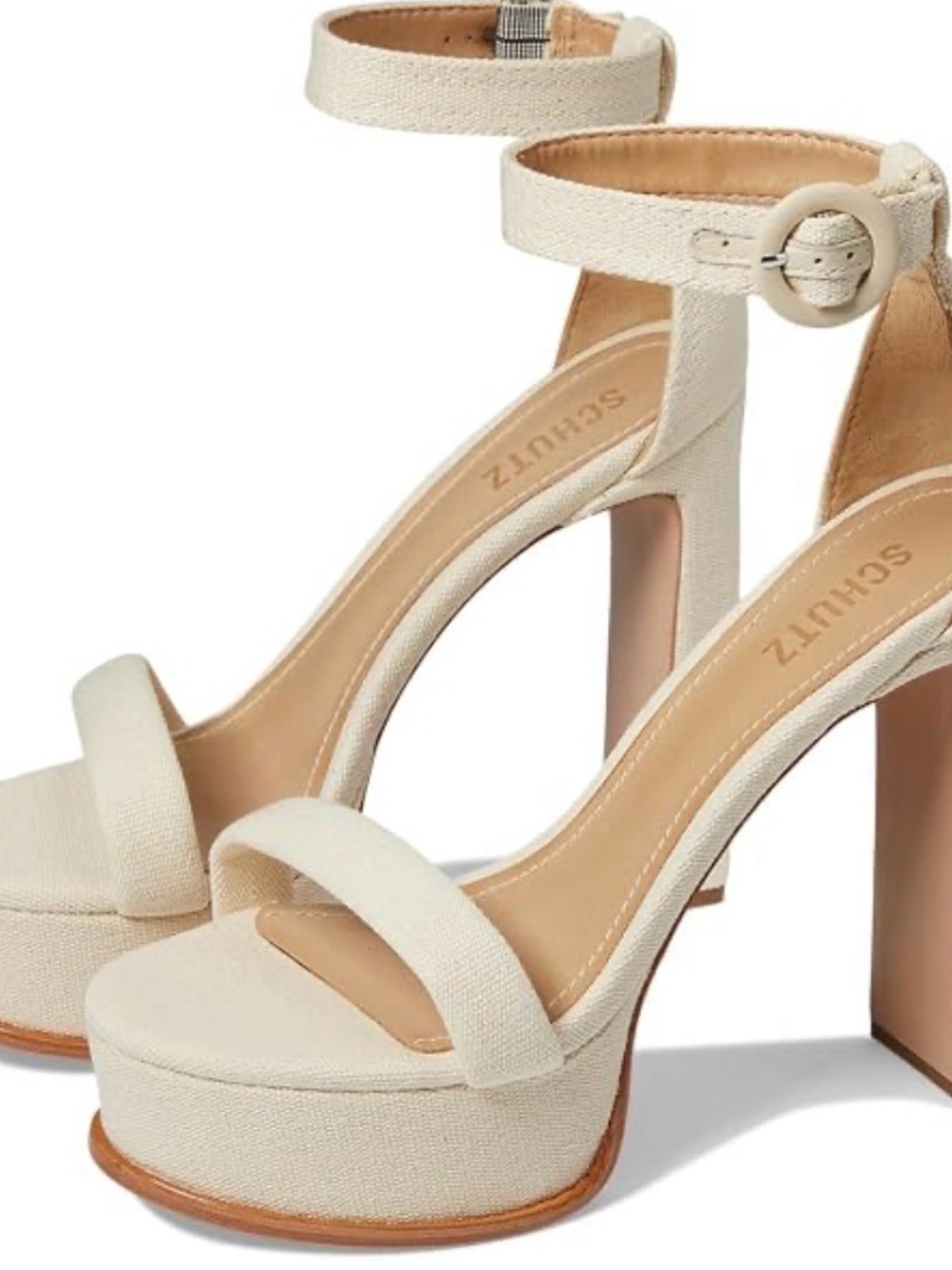 SCHUTZ Cream Platform Ankle-Strap Sandals